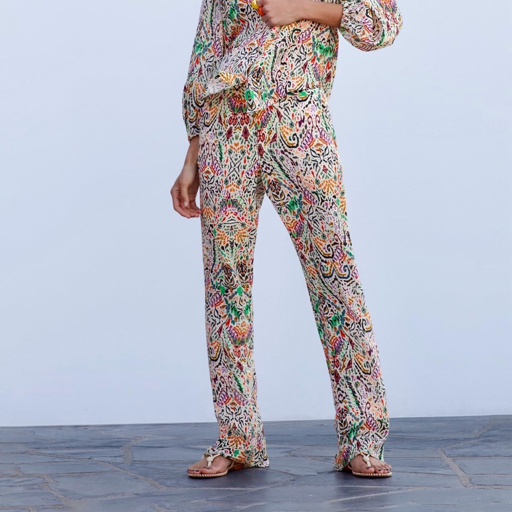 Zara Flared Print Pants XS